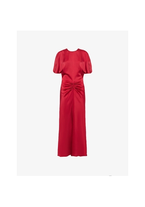 Womens Victoria Beckham Gathered Slim-Fit Woven Midi Dress