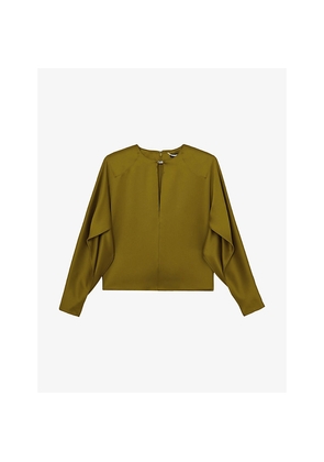 Womens Reiss x Atelier Mina Cut-Out Long-Sleeve Satin Blouse
