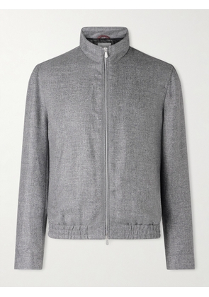 Brunello Cucinelli - Wool, Linen and Silk-Blend Bomber Jacket - Men - Gray - IT 46