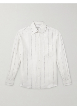 Brunello Cucinelli - Pinstriped Linen Shirt - Men - White - XS