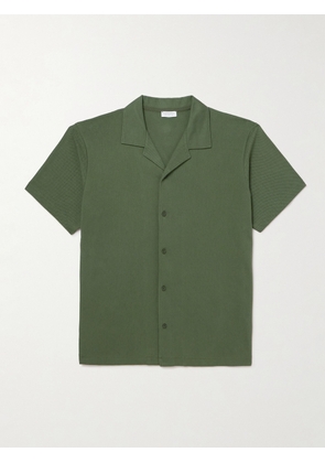 Sunspel - Slim-Fit Camp-Collar Supima Cotton-Mesh Shirt - Men - Green - S