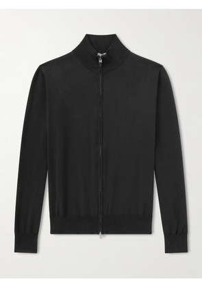 Canali - Slim-Fit Cotton Zip-Up Sweater - Men - Black - IT 46