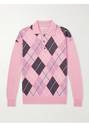 JW Anderson - Pringle Argyle Wool Polo Shirt - Men - Pink - S