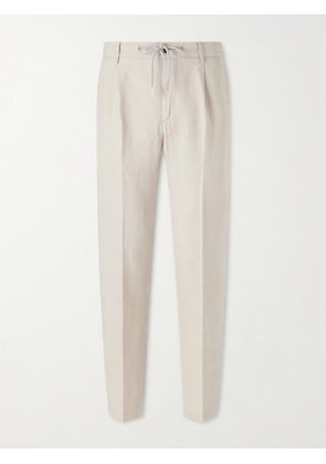 Eleventy - Straight-Leg Lyocell and Linen-Blend Drawstring Trousers - Men - Neutrals - UK/US 30