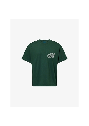 Mens Awake Ny Script Crewneck Cotton-Jersey T-Shirt