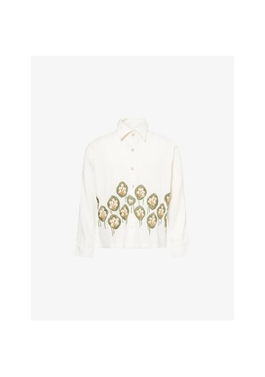 Mens Kartik Research Hand-Embroidered Box Cotton Shirt