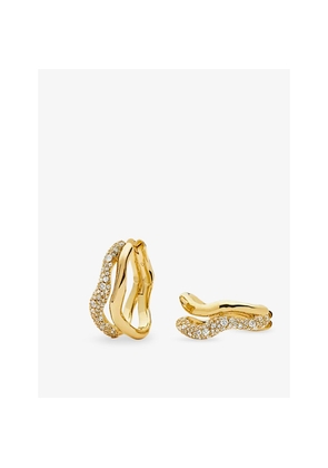 Womens Missoma Molten Snow Double Medium 18ct Yellow Gold-Plated Brass and Zirconia Hoop Earrings