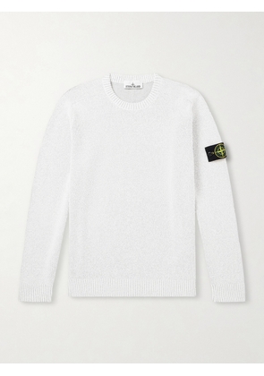 Stone Island - Logo-Appliquéd Ribbed Cotton-Blend Sweater - Men - Gray - S