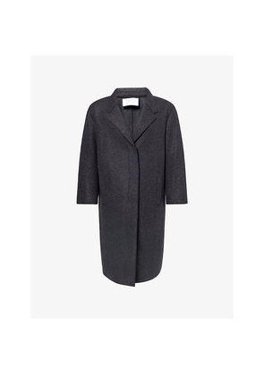 Womens Harris Wharf London Grandad Patterned Long Wool Coat