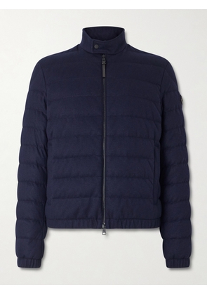 Moncler - Luray Slim-Fit Leather-Trimmed Quilted Jersey Down Jacket - Men - Blue - 1