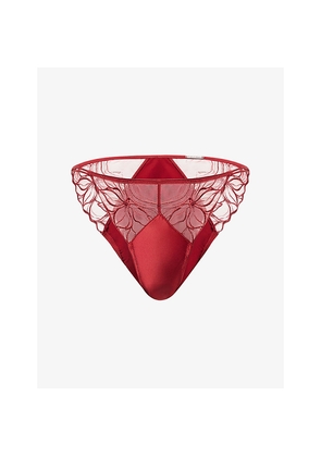 Womens Calvin Klein Floral Lace Satin Stretch-Woven Brief