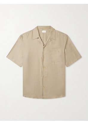 SAINT LAURENT - Camp-Collar Printed Silk-Voile Shirt - Men - Green - EU 39