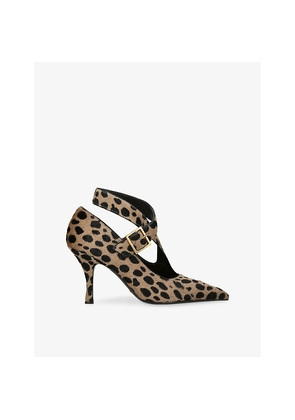 Womens Khaite Sloan 85 Leopard-Print Calf-Hair Courts