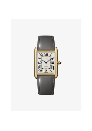 Mens Cartier Tank Louis Large 18ct Yellow-Gold and Leather Mechanical Watch