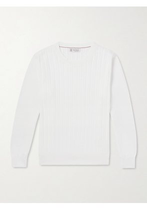 Brunello Cucinelli - Ribbed Cotton Sweater - Men - White - IT 46