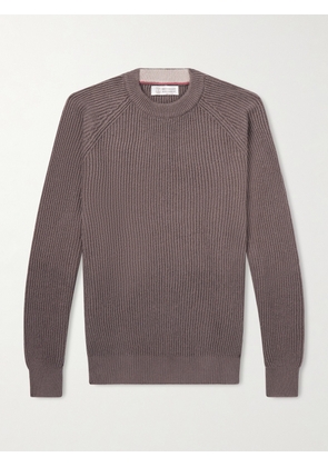 Brunello Cucinelli - Ribbed Cotton Sweater - Men - Brown - IT 46