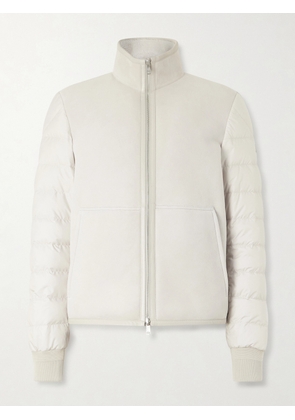Moncler - Crachin Reversible Leather-Trimmed Quilted Shell and Shearling Down Jacket - Men - Neutrals - 1
