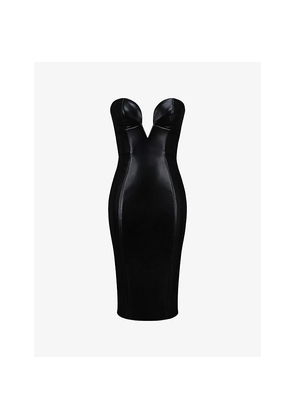 Womens House of CB Shia Strapless Faux-Leather Midi Dress
