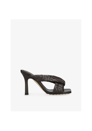 Womens Bottega Veneta Riva 90 Intrecciato Leather Mules