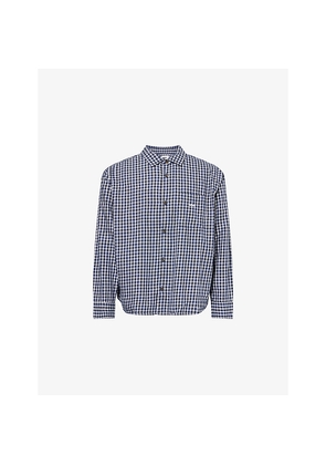 Mens Obey Check-Pattern Logo-Embroidered Cotton Shirt