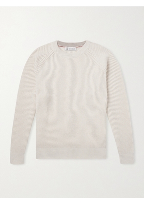 Brunello Cucinelli - Ribbed Cotton Sweater - Men - Neutrals - IT 46