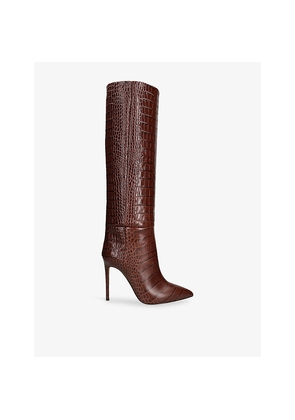 Womens Paris Texas Croc-Embossed 105 Leather High-Leg Boots
