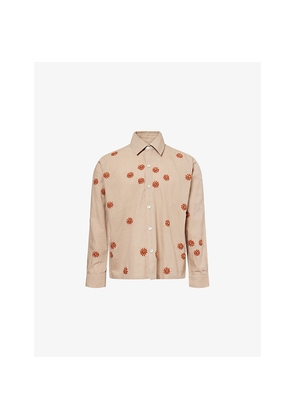 Mens Kartik Research Hand-Embroidered Box Cotton Shirt