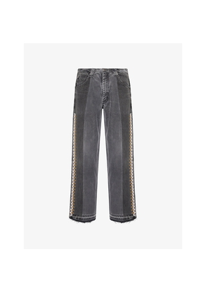 Mens Kartik Research Beaded Remade By Rkive City Upcycled Denim Trousers