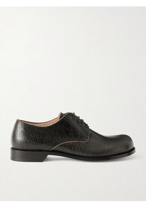 LOEWE - Campo Cracked-Leather Derby Shoes - Men - Black - EU 40