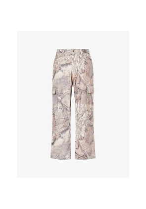 Mens Represent Camouflage-Pattern Cotton Cargo Trousers