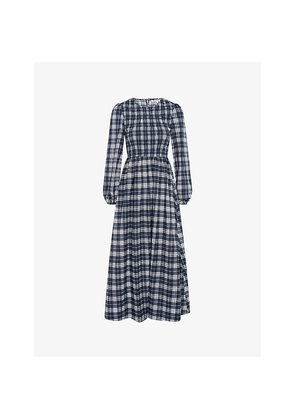Womens Omnes Saint Checked Cotton Midi Dress