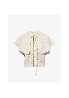 Womens Frame The Cape Short-Sleeves Wool-Blend Cardigan