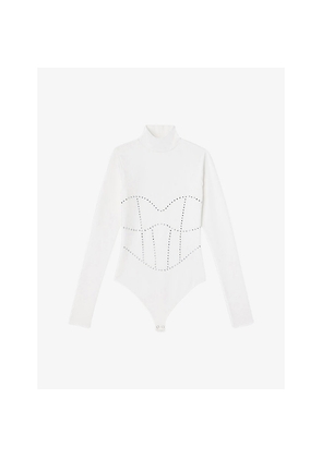 Womens Good American x Dolly's Joleans By Dolly Parton Crystal-Embellished Corset Stretch-Cotton Bodysuit