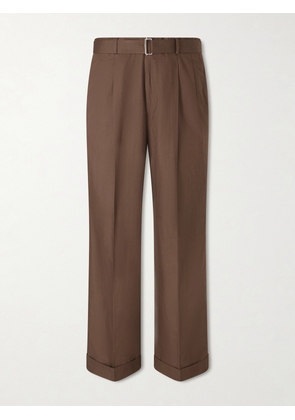Officine Générale - Evans Wide-Leg Organic Cotton-Poplin Trousers - Men - Brown - IT 46