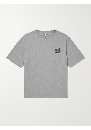 LOEWE - Logo-Embroidered Cotton-Jersey T-Shirt - Men - Gray - XS