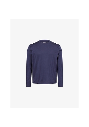 Mens Eleventy Crewneck Long-Sleeves Stretch-Cotton Top