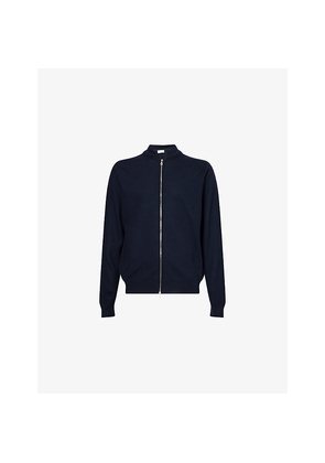 Mens John Smedley Textured Crewneck Wool Cardigan