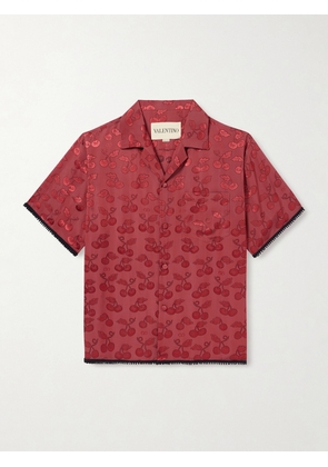 Valentino Garavani - Cherryfic Camp-Collar Crochet-Trimmed Jacquard Shirt - Men - Red - IT 44