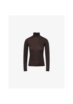 Womens Frame The Hosiery Turtleneck Stretch-Woven Top