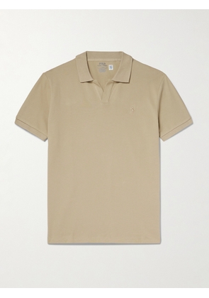 Polo Ralph Lauren - Open-Collar Logo-Embroidered Cotton-Blend Piqué Polo Shirt - Men - Neutrals - XS