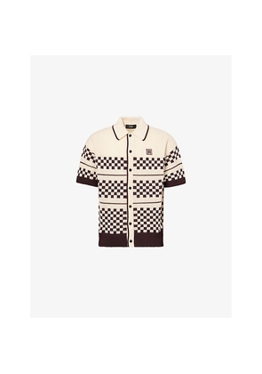 Mens Amiri Checkered Short-Sleeves Wool-Blend Shirt