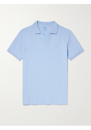 Polo Ralph Lauren - Open-Collar Logo-Embroidered Cotton-Blend Piqué Polo Shirt - Men - Blue - XS