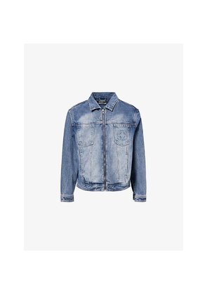 Mens Belier Logo-Embossed Zip-Up Denim Jacket