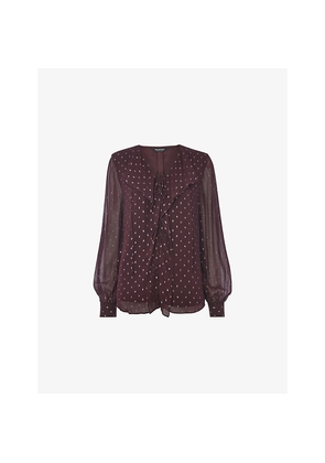 Womens Whistles Metallic Dot-Print Woven Blouse