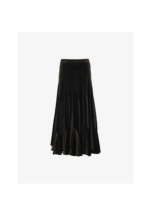 Womens Leem Panelled High-Rise Stretch-Velvet Midi Skirt