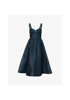 Womens Zimmermann Rebellion Drape Linen and Silk Midi Dress