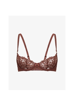 Womens Lounge Underwear Flutter Plunge Lace Bra