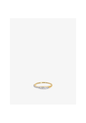 Womens Monica Vinader Riva 18ct Yellow Gold-Plated Vermeil Sterling-Silver and 0.18ct Lab-Grown Diamond Stacking Ring