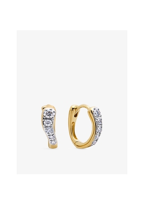 Womens Monica Vinader Riva 18ct Yellow Gold-Plated Vermeil Sterling-Silver and 0.14ct Lab-Grown Diamond Hoop Earrings