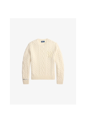 Mens Polo Ralph Lauren Yankees Cable-Knitted Wool-Blend Jumper